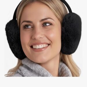 Brook Bay Winter Ear Muffs Black Faux Fur‎